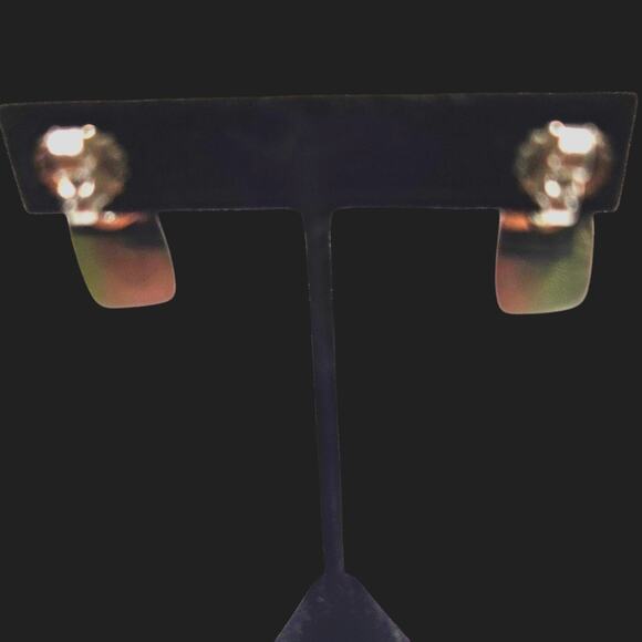 Lia Sophia Silver Pendant Necklace & Earrings Set Leather Cord Modern Minimalist - Picture 6 of 7